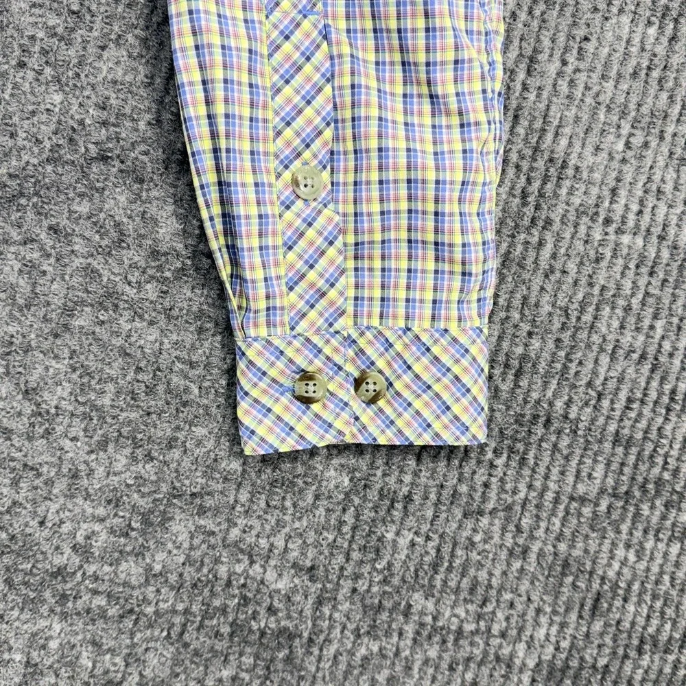 ExOfficio Shirt Mens Medium Blue Plaid Vented Back Fishing Button Up Travel